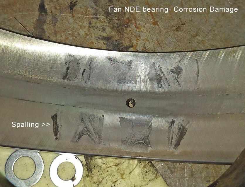 rms fan NDE bearing defect root cause spalling